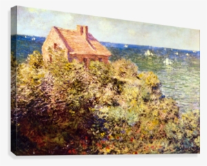 Fishermans Cottage On A Cliff By Monet Canvas Print - Fisherman's Cottage At Varengeville