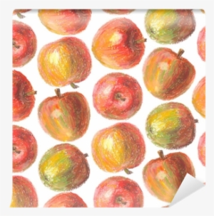 Png Free Library Crayon Apple Seamless Pattern Hand - Drawing