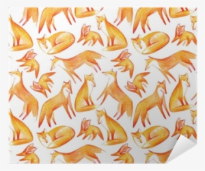 Seamless Pattern Of A Fox - Drawing