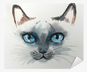 Watercolor Sketch Of A Blue Eyed Cat Poster • Pixers® - Peinture Geometrique D Un Chat