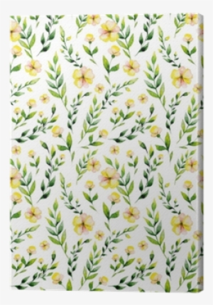 Seamless Watercolor Yellow Flower And Herbs Set - Watercolor Painting