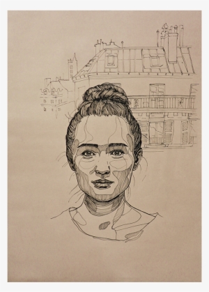 Katarzyna Wieteska, Selfportrait, Ink On Paper, Cm - Drawing