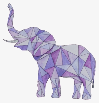 Geometric Purple Elephant Watercolor Painting By Hannaferrosart - Geometric Elephant