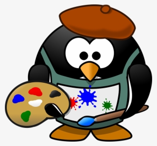 Painter Tux Art Artist Beret Blotch Brush - Artist Clipart