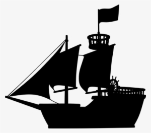 Boat Marine Maritime Medieval Ocean Pirate - Pirate Ship Silhouette Png