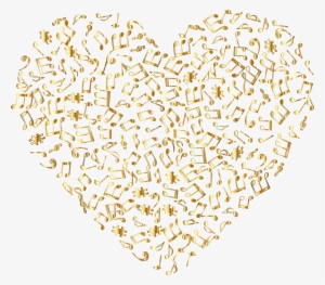 Gold Musical Heart 4 No Background Jpg Free Stock - Gold Heart Transparent Background