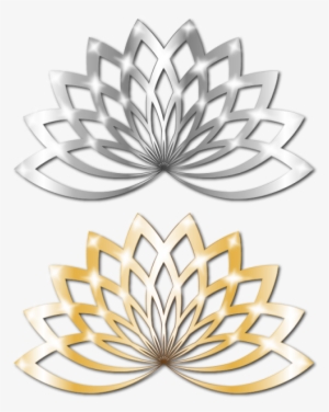 Silver Golden Lotus Floral Metal Shine Vector, Silver, - Vector Graphics