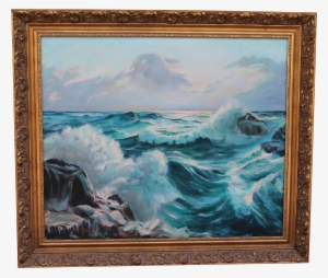 Vintage Seascape Oil On Canvas, 1940's On Chairish