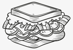 Hamburger Hot Dog Fast Food Kfc French Fries - Sandwich Black And White Clipart Png