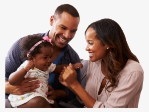 Happy Parents Playing With Baby Girl On Dad's Knee, - Black Parents With Baby