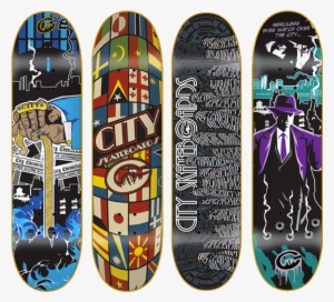 City Skateboards Deck Graphics From Left To Right - All City Skateboard Graphics