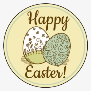 Ol350 - 2 - 5" Circle - Happy Easter Eggs - Easter Watercolor Card With Egg And Flowers. Card