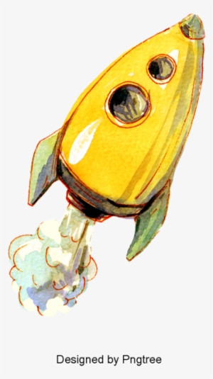 Cartoon Hand-painted Water Rockets, Rockets, Hand Painted - Rocket
