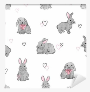 Easter Rabbits Seamless Pattern - Bunnies Background
