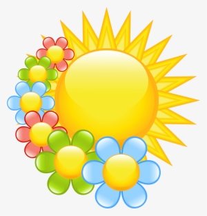 Spring Sun With Flowers Clipart - Sun Clipart