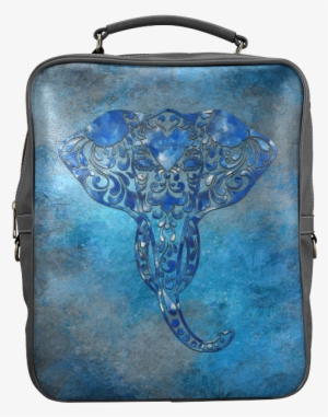 A Blue Watercolor Elephant Portrait In Denim Look Square