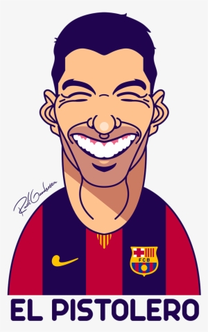 Football's Funny Faces - Luis Suarez Caricatura Barcelona