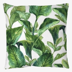 Watercolor With Tropical Leaves Throw Pillow • Pixers® - Tropical Leaves Wallpaper Watercolour