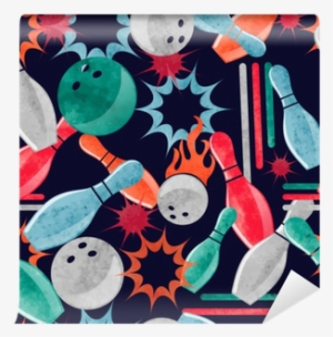 Watercolor Bowling Seamless Pattern - Bowling