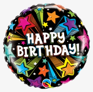 Birthday Colorful Shooting Stars Balloon - Black Happy Birthday Stars Transparent Png