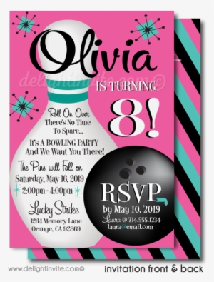 Retro Bowling Party Invitations For Girls - Bowling Birthday Invitations