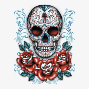Sugar Skull With Red Roses