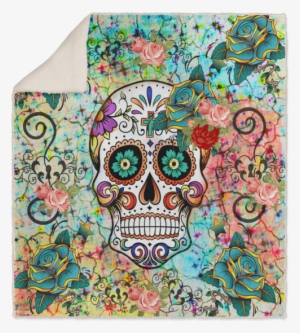 Jungle Abstract Sugar Skull Fleece Sherpa Blanket - 1alexstore Pillowcase Standard 46cm X 46cm Two Sides