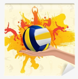 Abstract Grungy Background With Volleyball Wall Mural - Volleyball Posters