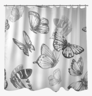 Watercolor Butterfly Vector Pattern Shower Curtain - Window Covering