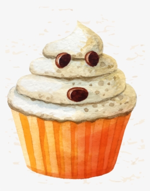 Vector Cupcakes Watercolor - Halloween Cake