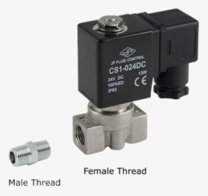 A Hexagon Nipple Fitting And A Solenoid Valve (right) - Magneetventiel St-da 1/4'' Rvs Fkm 0-13bar 230v Ac