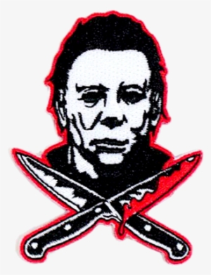 2" Black, White & Red Iron Or Sew On Embroidered Patch - Michael Myers Patch