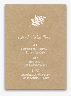 Rustic Kraft Paper Wedding Menu Fern Theme - Greeting Card
