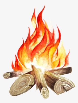 Bonfire Clipart Round Flame - Watercolor Painting