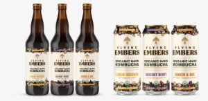 Flying Embers Hard Kombucha, Is Fermented With An Adaptogenic - Beer Bottle