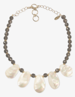 Smoky Quartz Mother Of Pearl Necklace - Silver Top Gsv Bottom Pat P