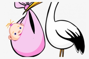 Stork Clipart Pink Stork - Birth Announcement Clipart