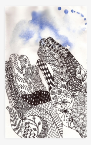 Zentangle Hands Like The Watercolor Mix = J - Drawing