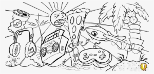 Epic Beach Doodle - Line Art