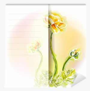 Flower Frame Background, Watercolor Wall Mural • Pixers® - Drawing