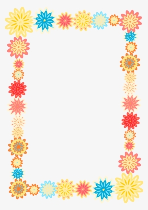 Free Digital Scrapbooking Flower Frame - Colorful Flower Frames