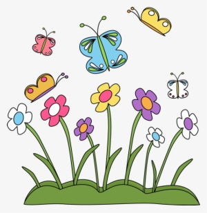 Spring Flowers And Butterflies Clip Art - Clipart Of Spring Season