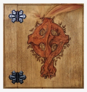Wooden Book Of Shadows Featuring A Celtic Cross And - Wicca