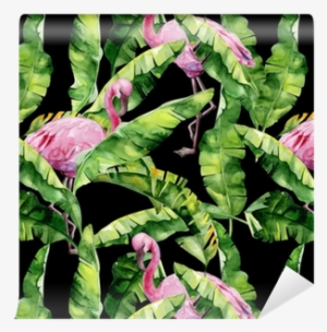Banana Palm Leaves Seamless Watercolor Illustration - Green Xl Cheap Women Plus Size Siwmwear Plus Size Palm