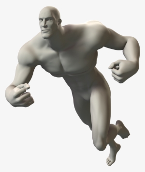 3d Sketch Of A Superhero In A Charging Pose - Barechested