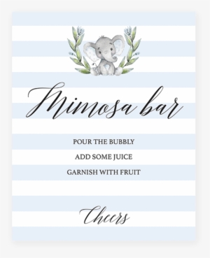 Printable Mimosa Bar Table Sign For Elephant Themed - Elefant-baby-duschen-einladungen Karte