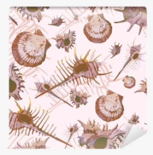 Beige Watercolor Seashells Pattern Wall Mural • Pixers® - Watercolor Painting