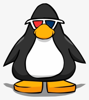3d Glasses On A Player Card - Club Penguin Black Penguin