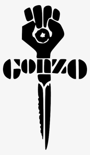 Silhouette, Sword, Arms, Raised, Fist, Logo, Weapon - Hunter S Thompson Double Thumb