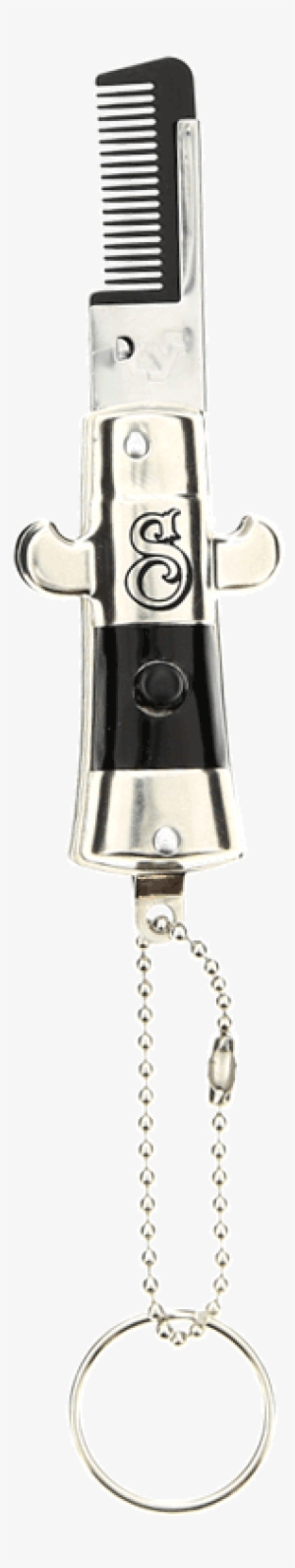Mustache Switchblade Comb - Chain